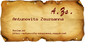Antunovits Zsuzsanna névjegykártya